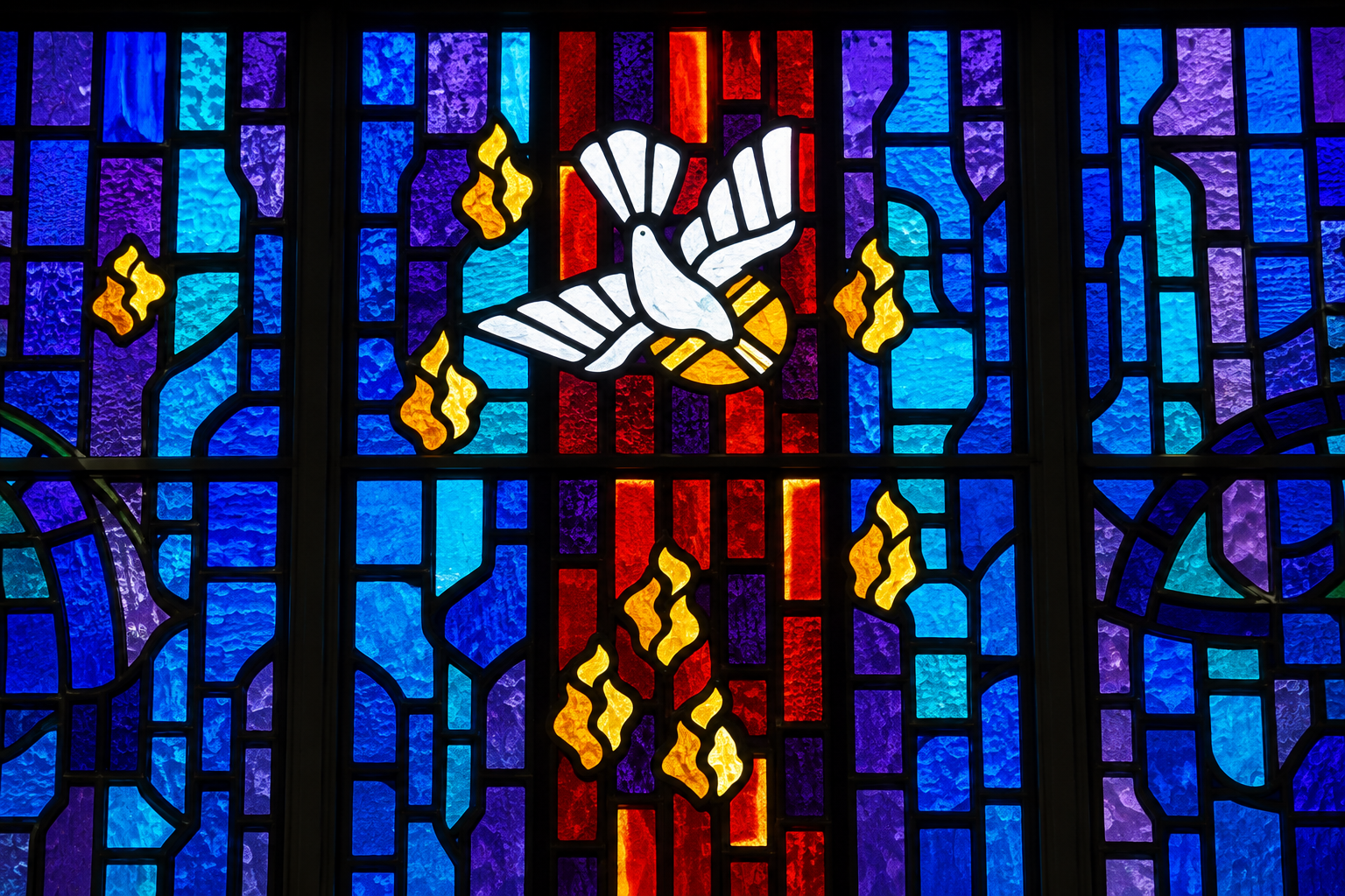 Dove symbol in stained glass design